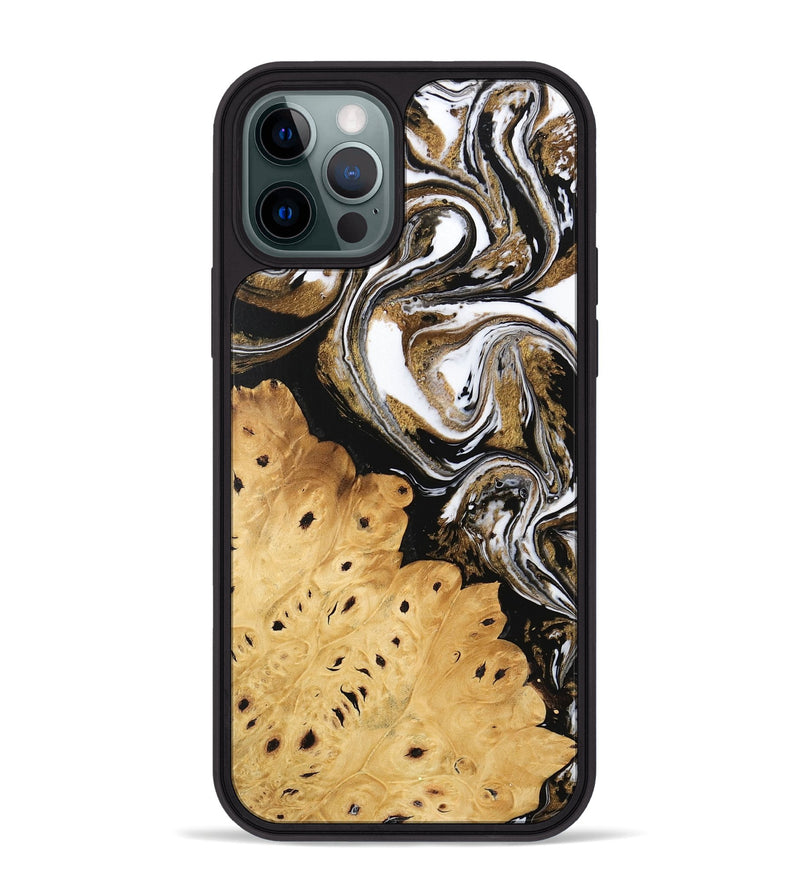 iPhone 12 Pro Max Wood Phone Case - Joe (Black & White, 745941)