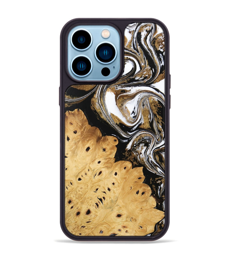 iPhone 14 Pro Max Wood Phone Case - Joe (Black & White, 745941)