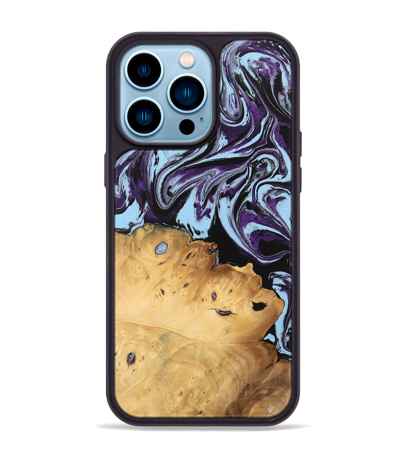 iPhone 14 Pro Max Wood Phone Case - Vonda (Purple, 745942)