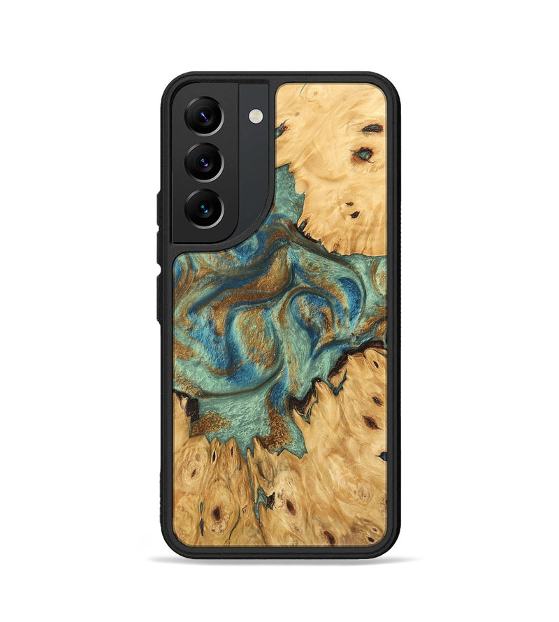 Galaxy S22 Wood Phone Case - Brown (Teal & Gold, 745944)