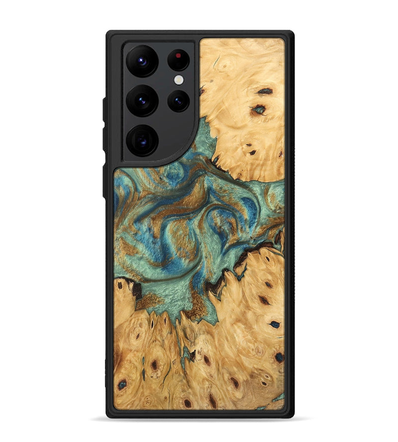 Galaxy S22 Ultra Wood Phone Case - Brown (Teal & Gold, 745944)