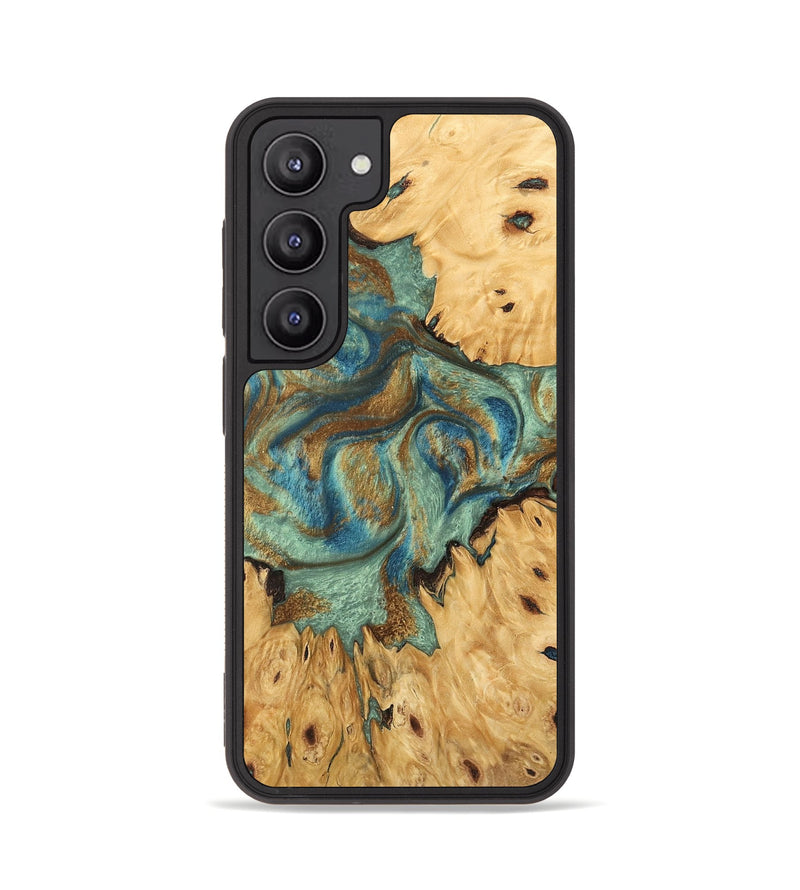 Galaxy S23 Wood Phone Case - Brown (Teal & Gold, 745944)