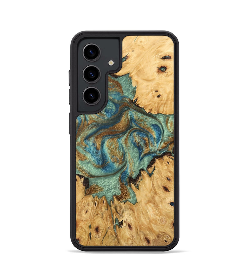 Galaxy S24 Wood Phone Case - Brown (Teal & Gold, 745944)