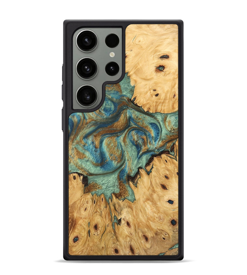 Galaxy S24 Ultra Wood Phone Case - Brown (Teal & Gold, 745944)