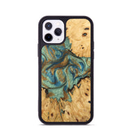 iPhone 11 Pro Wood Phone Case - Brown (Teal & Gold, 745944)