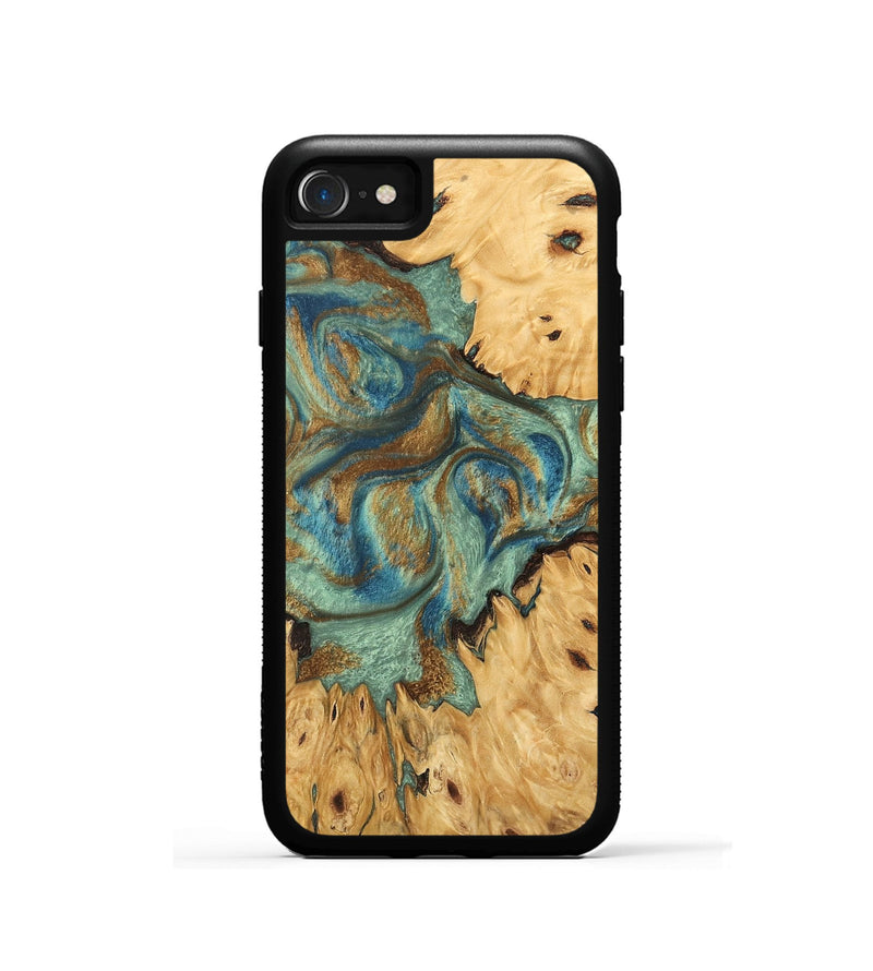 iPhone SE Wood Phone Case - Brown (Teal & Gold, 745944)