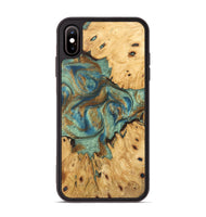 iPhone Xs Max Wood Phone Case - Brown (Teal & Gold, 745944)