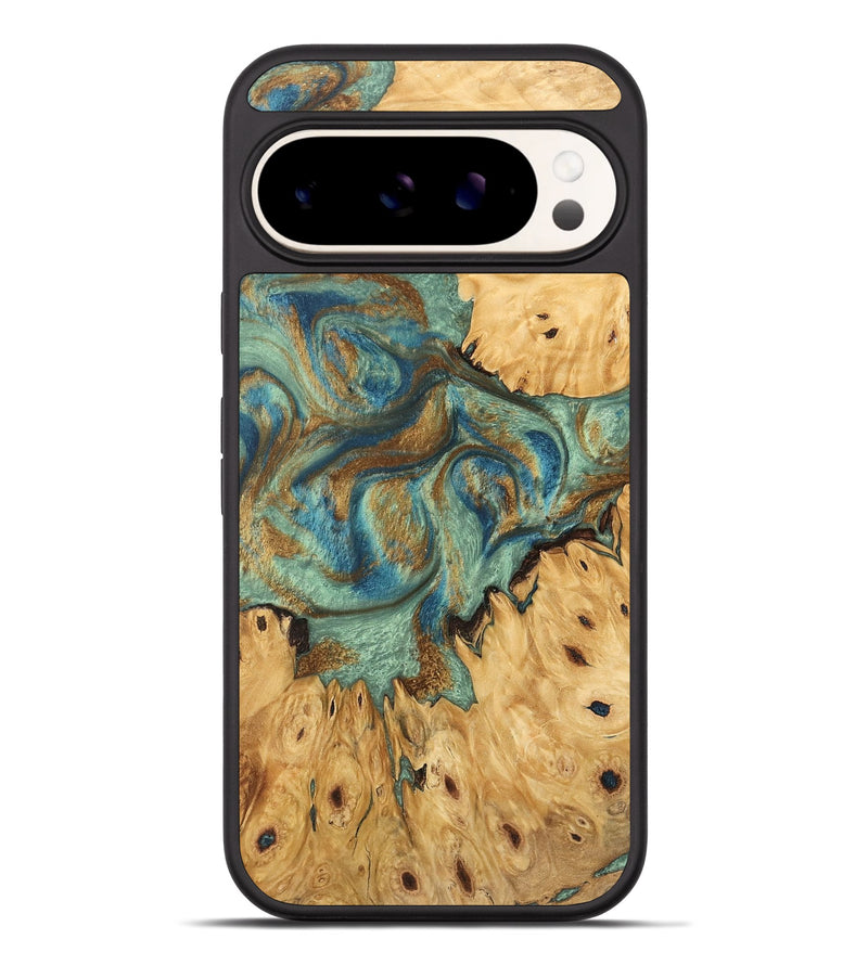 Pixel 9 Pro XL Wood Phone Case - Brown (Teal & Gold, 745944)