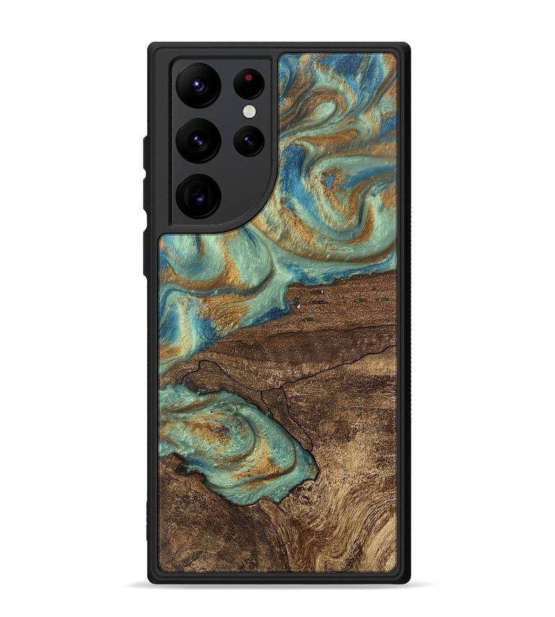 Galaxy S22 Ultra Wood Phone Case - Merton (Teal & Gold, 745945)