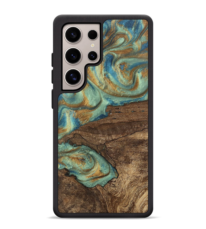 Galaxy S25 Ultra Wood Phone Case - Merton (Teal & Gold, 745945)