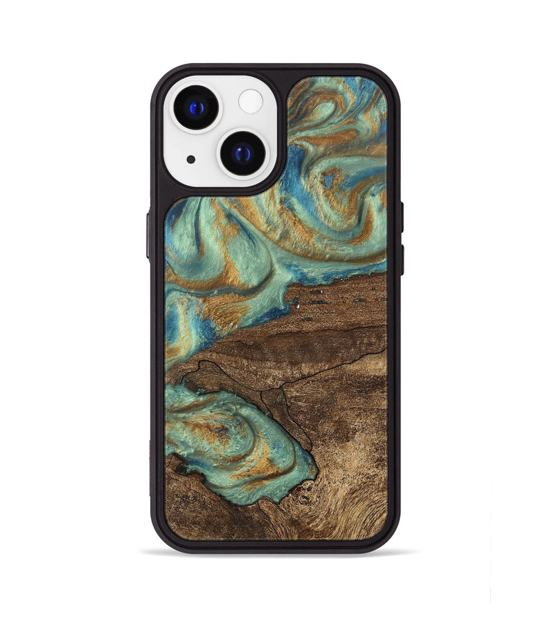 iPhone 13 Wood Phone Case - Merton (Teal & Gold, 745945)