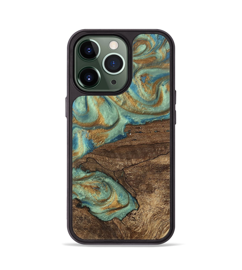 iPhone 13 Pro Wood Phone Case - Merton (Teal & Gold, 745945)