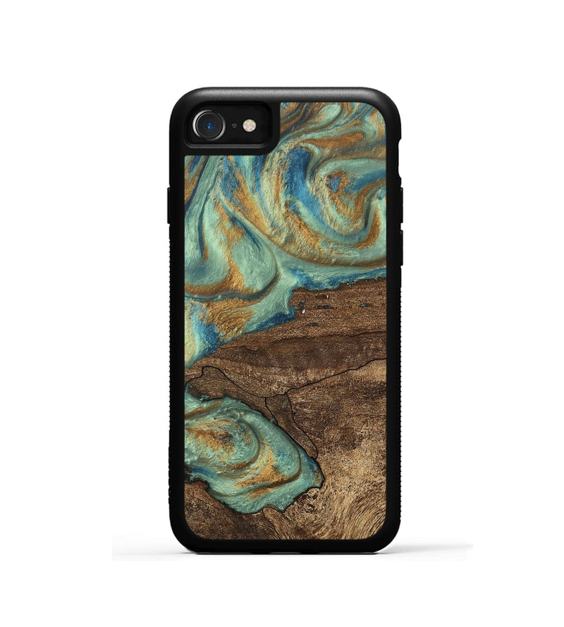 iPhone SE Wood Phone Case - Merton (Teal & Gold, 745945)