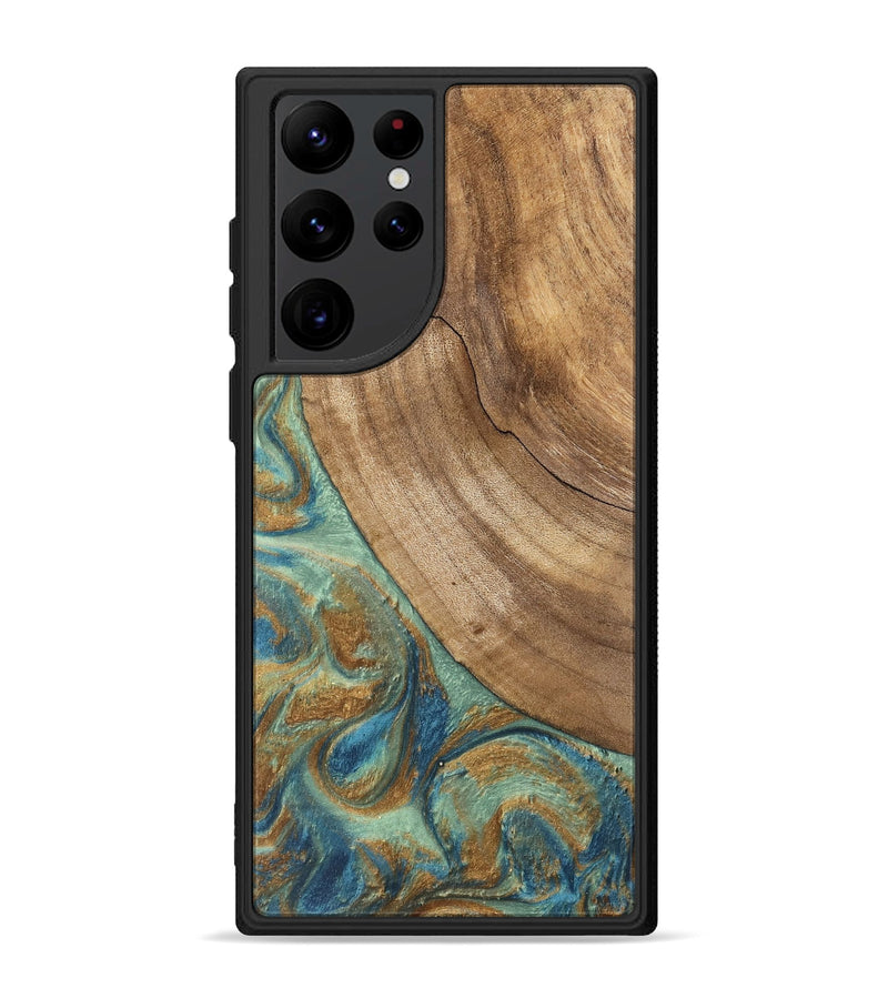 Galaxy S22 Ultra Wood Phone Case - Will (Teal & Gold, 745947)