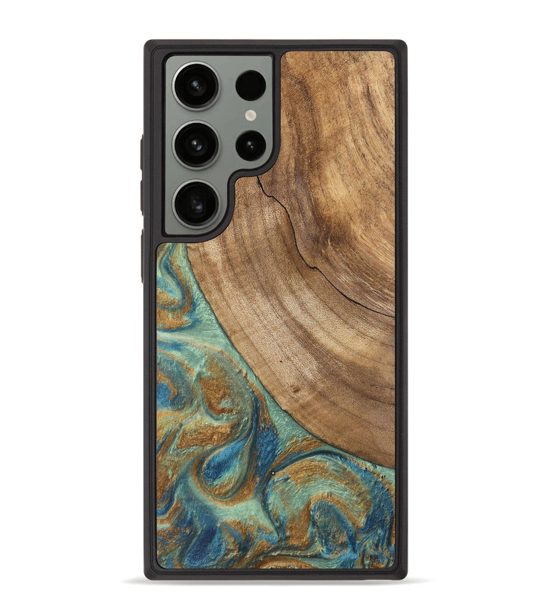 Galaxy S23 Ultra Wood Phone Case - Will (Teal & Gold, 745947)