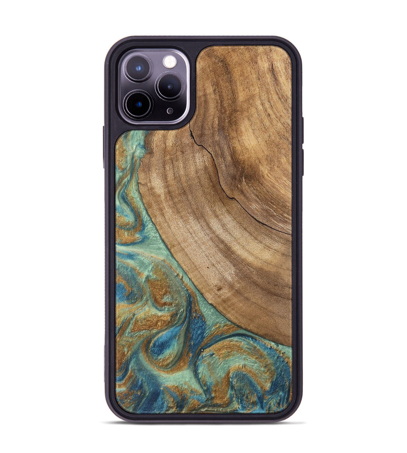 iPhone 11 Pro Max Wood Phone Case - Will (Teal & Gold, 745947)