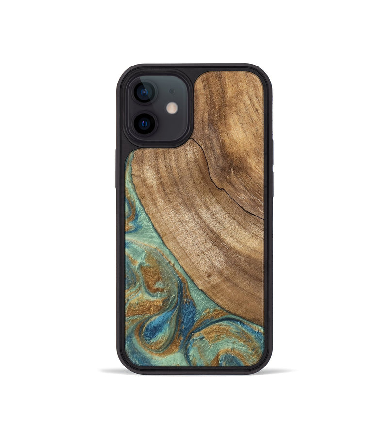 iPhone 12 mini Wood Phone Case - Will (Teal & Gold, 745947)