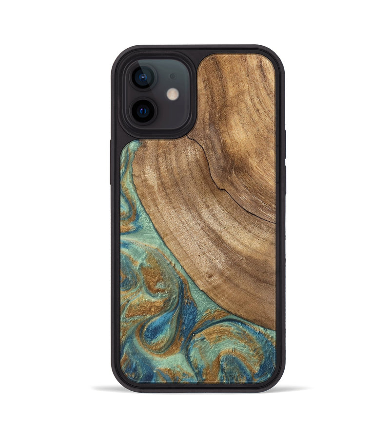 iPhone 12 Wood Phone Case - Will (Teal & Gold, 745947)