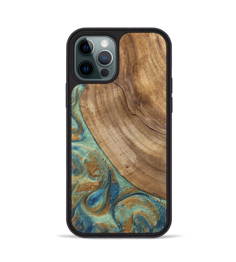 iPhone 12 Pro Wood Phone Case - Will (Teal & Gold, 745947)