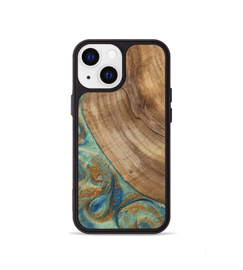 iPhone 13 mini Wood Phone Case - Will (Teal & Gold, 745947)