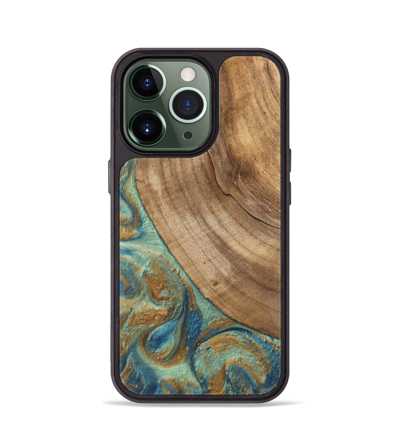 iPhone 13 Pro Wood Phone Case - Will (Teal & Gold, 745947)