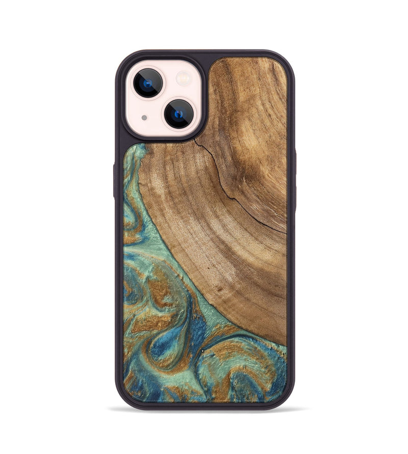 iPhone 14 Wood Phone Case - Will (Teal & Gold, 745947)