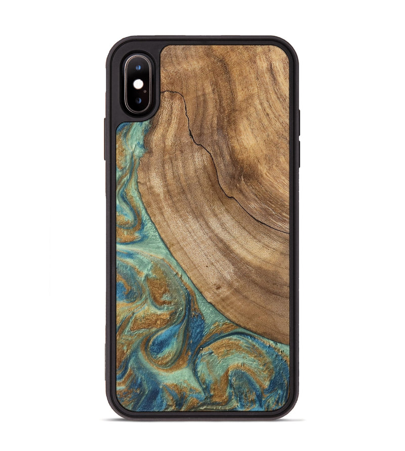 iPhone Xs Max Wood Phone Case - Will (Teal & Gold, 745947)