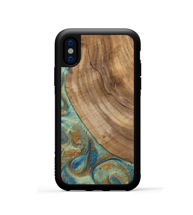 iPhone Xs Wood Phone Case - Will (Teal & Gold, 745947)