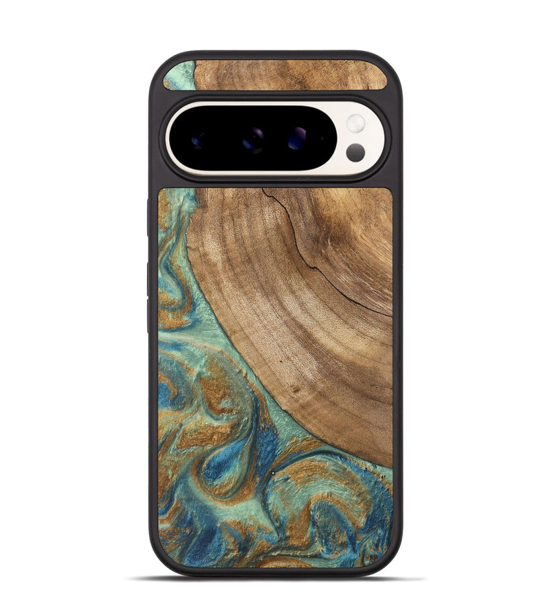 Pixel 9 Wood Phone Case - Will (Teal & Gold, 745947)