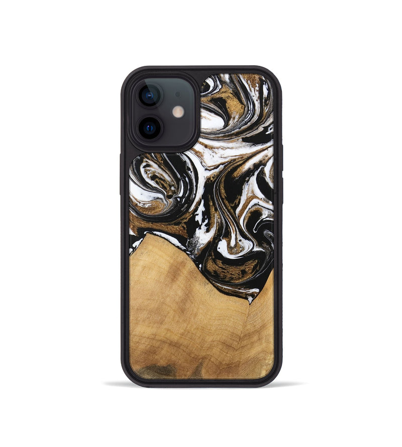 iPhone 12 mini Wood Phone Case - Verdie (Black & White, 745948)