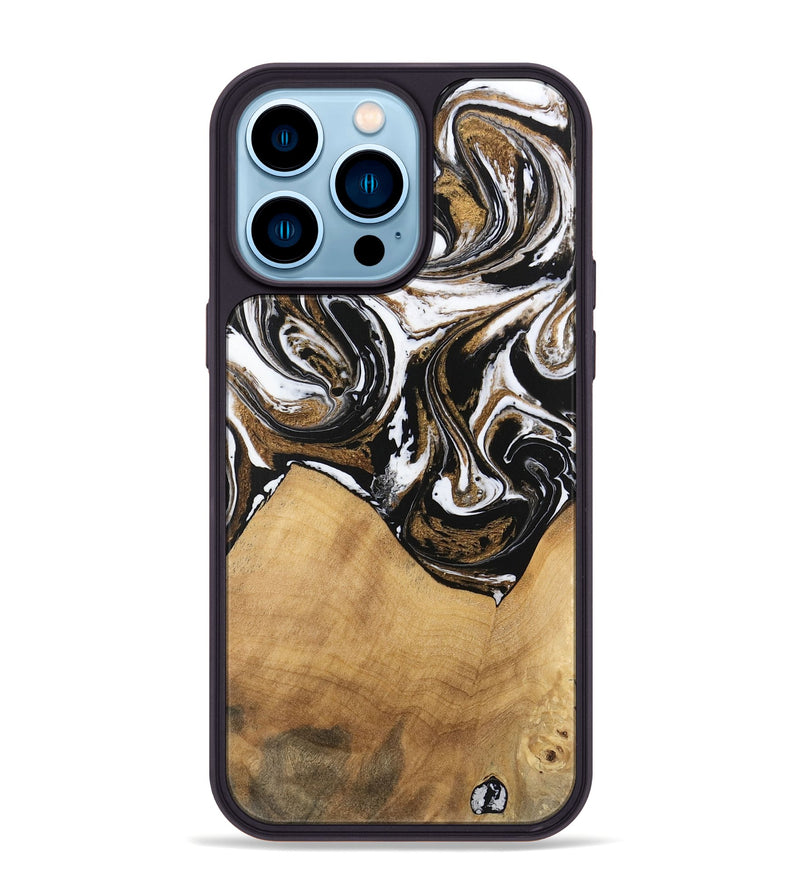 iPhone 14 Pro Max Wood Phone Case - Verdie (Black & White, 745948)