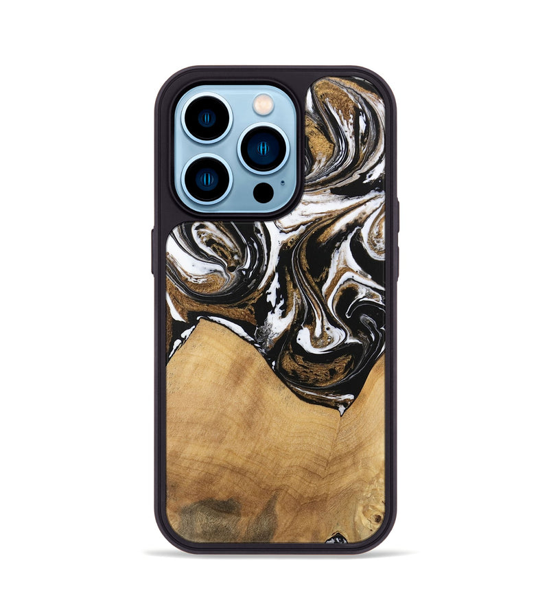 iPhone 14 Pro Wood Phone Case - Verdie (Black & White, 745948)