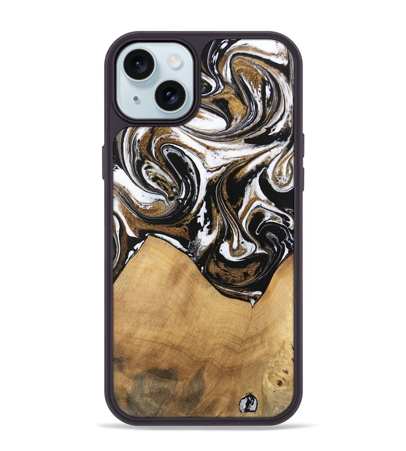 iPhone 15 Plus Wood Phone Case - Verdie (Black & White, 745948)