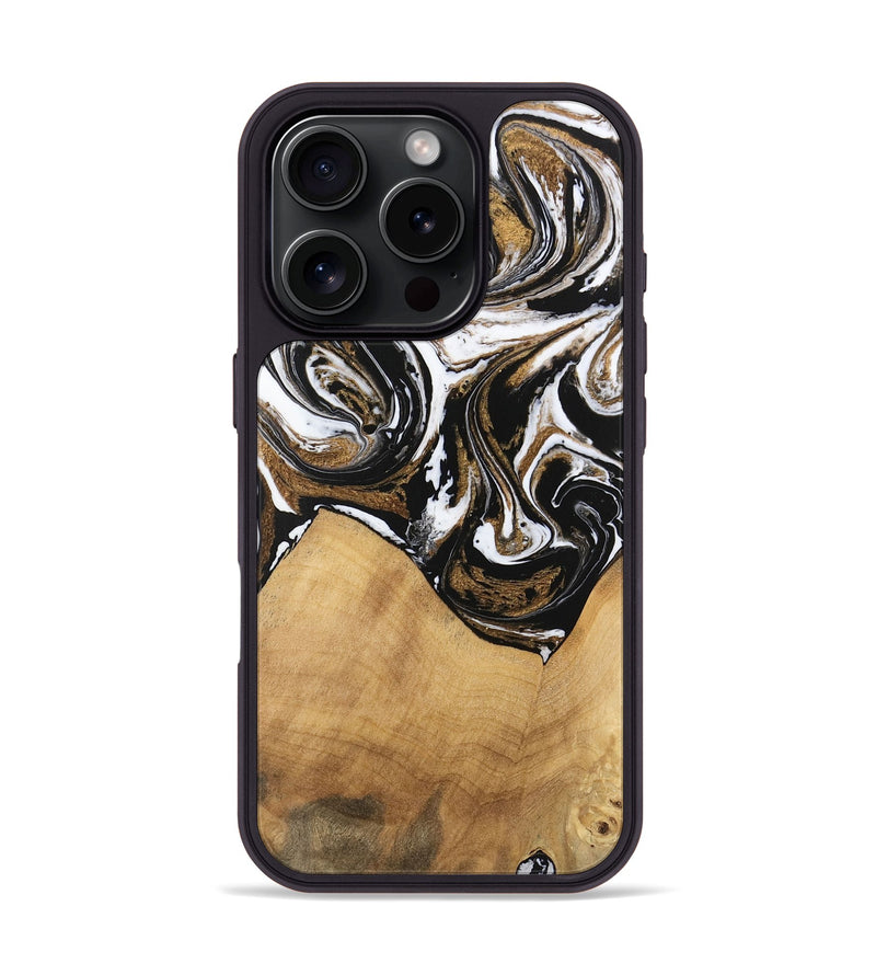 iPhone 16 Pro Wood Phone Case - Verdie (Black & White, 745948)