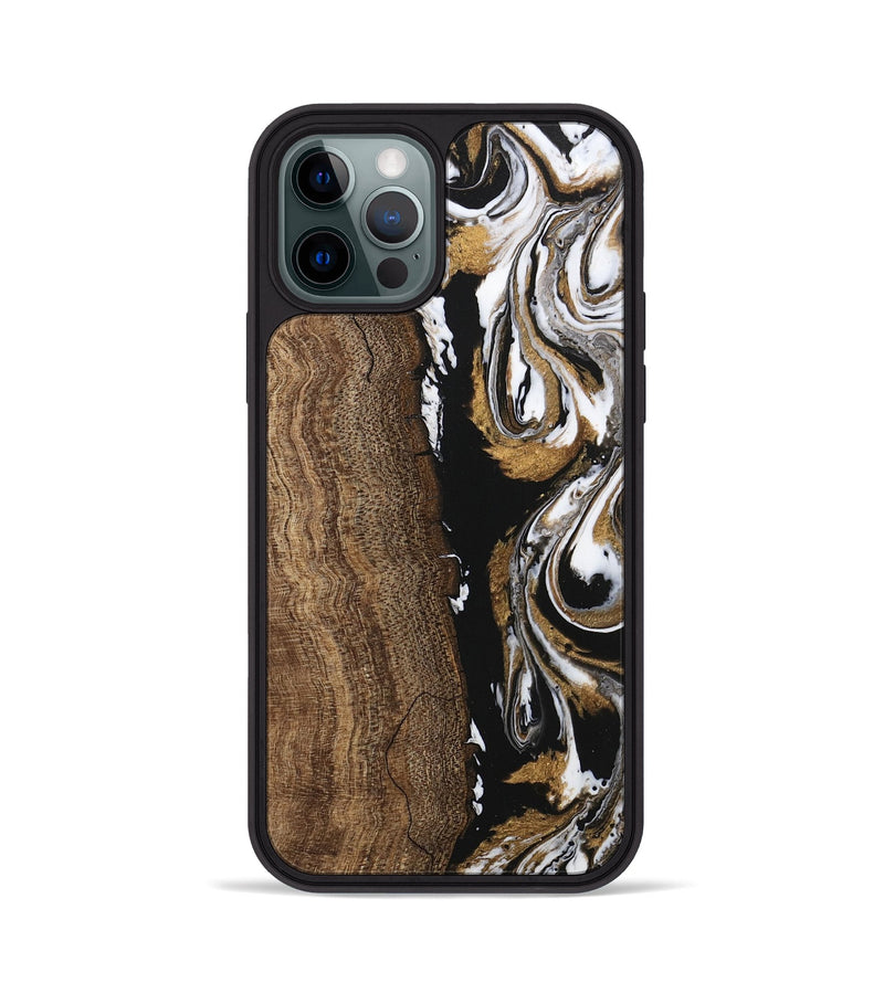 iPhone 12 Pro Wood Phone Case - Shauna (Black & White, 745949)