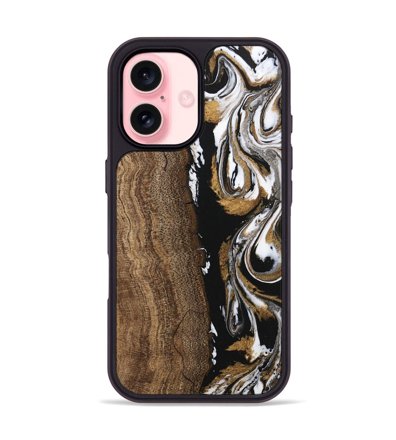 iPhone 16 Wood Phone Case - Shauna (Black & White, 745949)