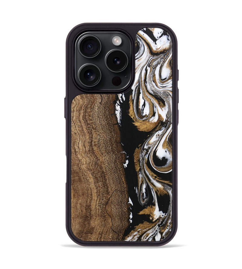 iPhone 16 Pro Wood Phone Case - Shauna (Black & White, 745949)