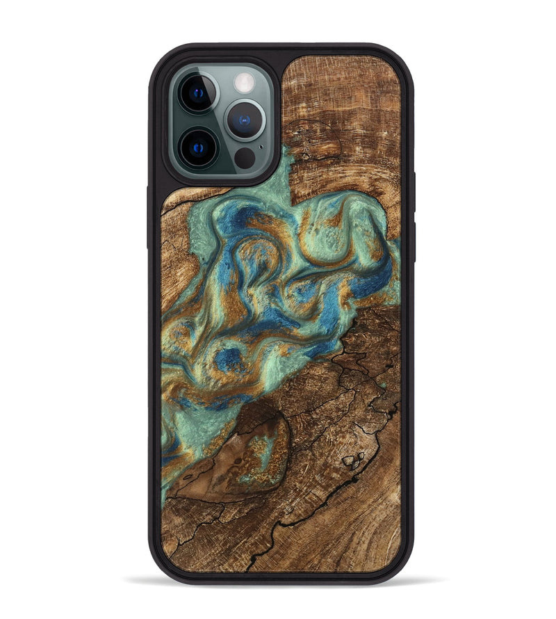 iPhone 12 Pro Max Wood Phone Case - Jacoby (Teal & Gold, 745959)