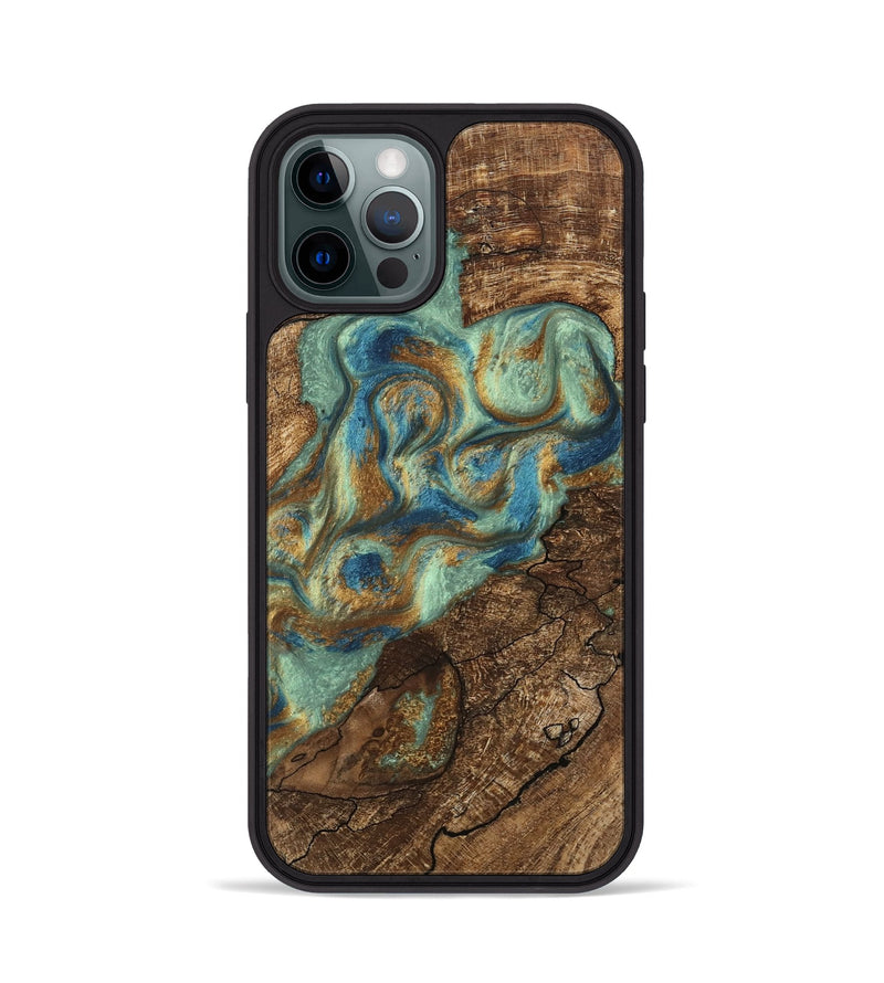 iPhone 12 Pro Wood Phone Case - Jacoby (Teal & Gold, 745959)