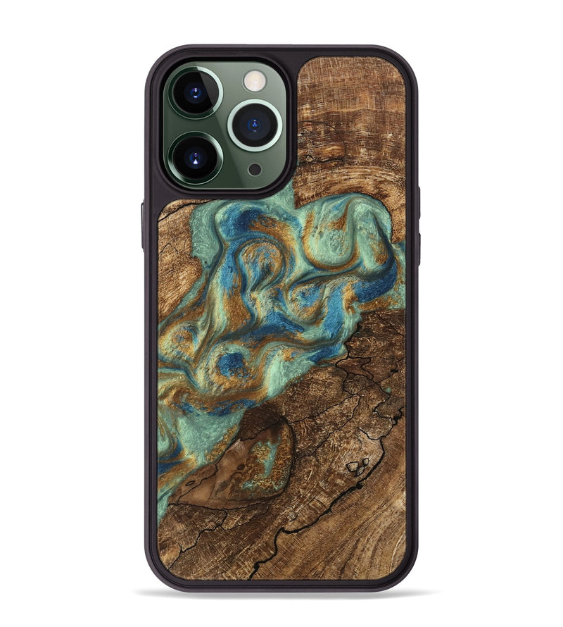 iPhone 13 Pro Max Wood Phone Case - Jacoby (Teal & Gold, 745959)