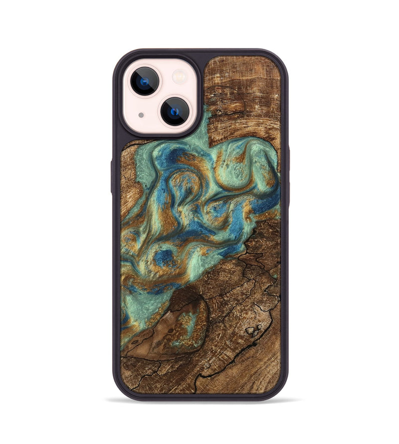 iPhone 14 Wood Phone Case - Jacoby (Teal & Gold, 745959)