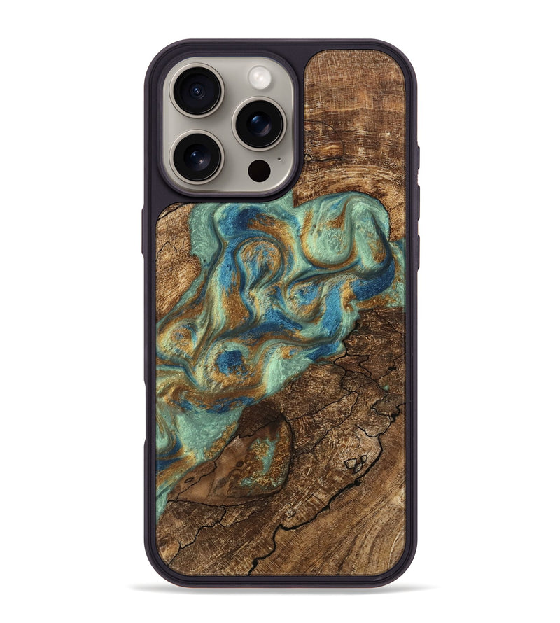 iPhone 16 Pro Max Wood Phone Case - Jacoby (Teal & Gold, 745959)