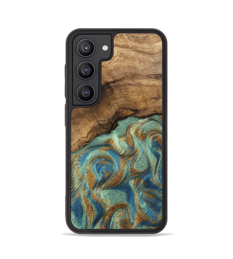 Galaxy S23 Wood Phone Case - Paige (Teal & Gold, 745960)