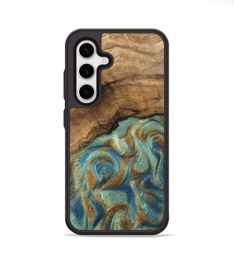 Galaxy S25 Plus Wood Phone Case - Paige (Teal & Gold, 745960)