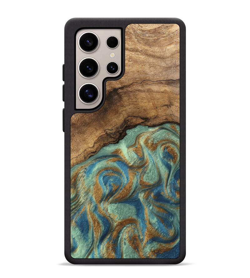 Galaxy S25 Ultra Wood Phone Case - Paige (Teal & Gold, 745960)