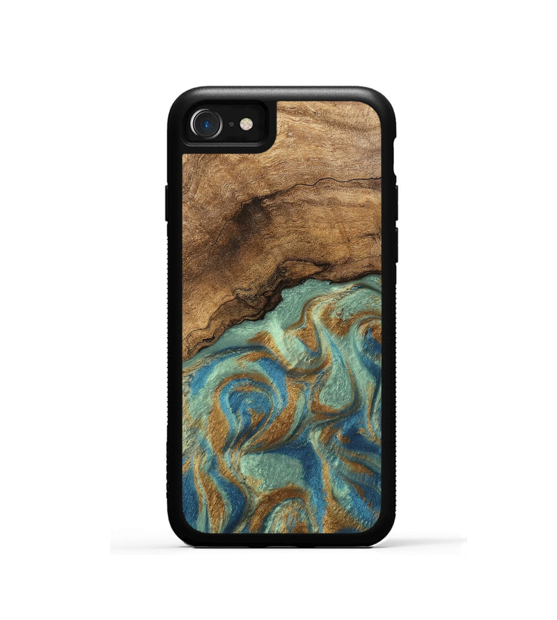 iPhone SE Wood Phone Case - Paige (Teal & Gold, 745960)