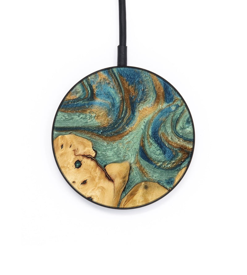 Circle Wood Wireless Charger - Velva (Teal & Gold, 745964)