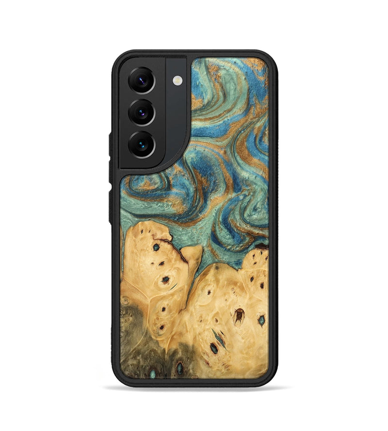 Galaxy S22 Wood Phone Case - Velva (Teal & Gold, 745964)