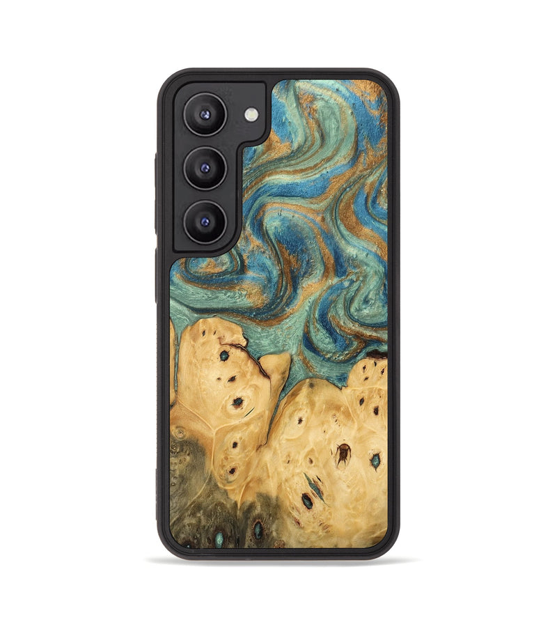 Galaxy S23 Wood Phone Case - Velva (Teal & Gold, 745964)