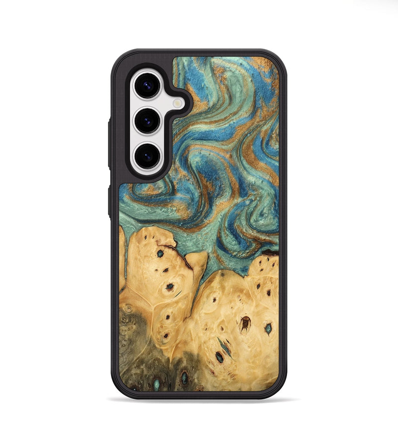 Galaxy S25 Plus Wood Phone Case - Velva (Teal & Gold, 745964)